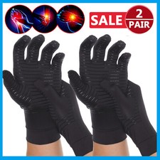 2Pair Copper Compression Gloves Medical Arthritis Pain Relief Hand Support Brace
