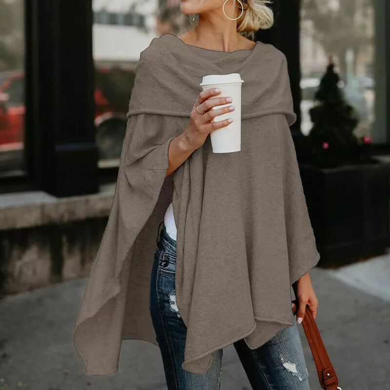 Off shoulder top poncho sweater