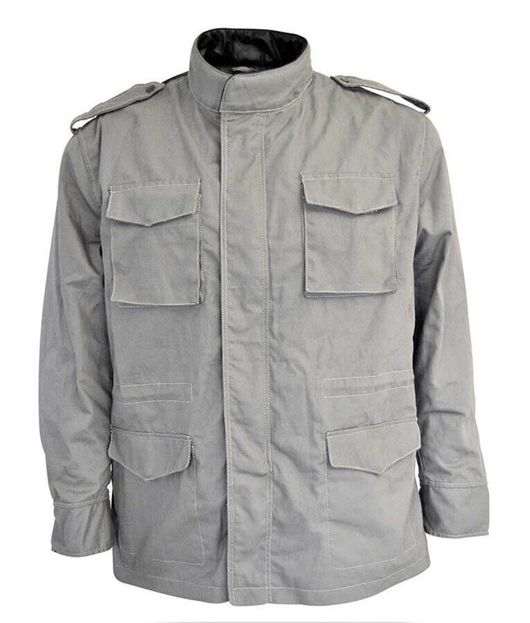 M-65 FIELD TERMINATOR GRAY COTTON PUNK STUDDED MEN'S JACKET - ALL