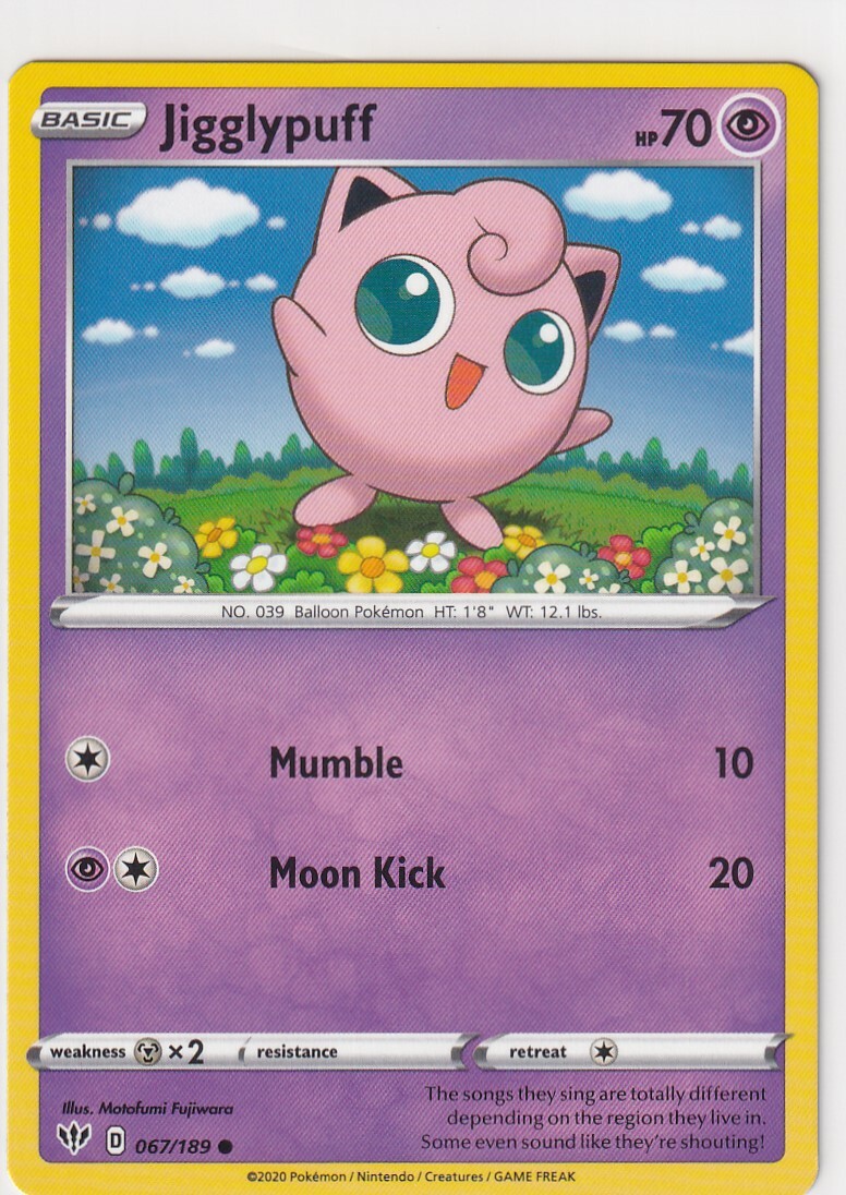 Pokemon TCG - Darkness Ablaze - Jigglypuff 067/189 - Z1671 | eBay