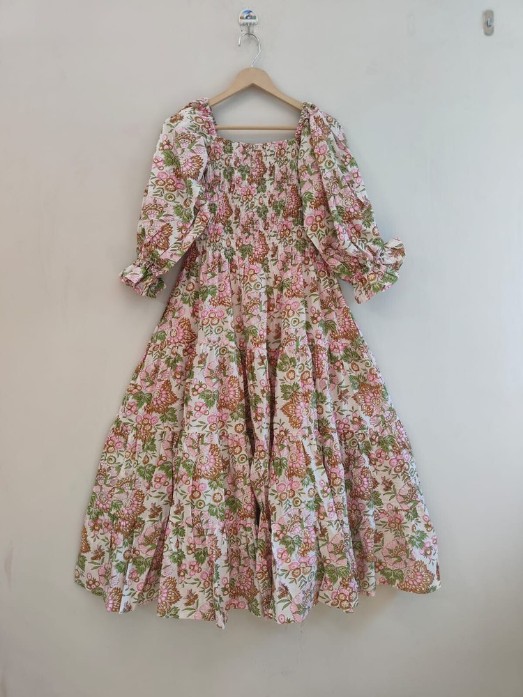 Handblock Print Dress, Summer Dress, Midi Dress, Best selling Dress, Women Dress