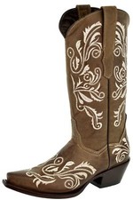 Womens Light Brown Western Boots Cowboy Dress Swan Embroidered Snip Bota Vaquera