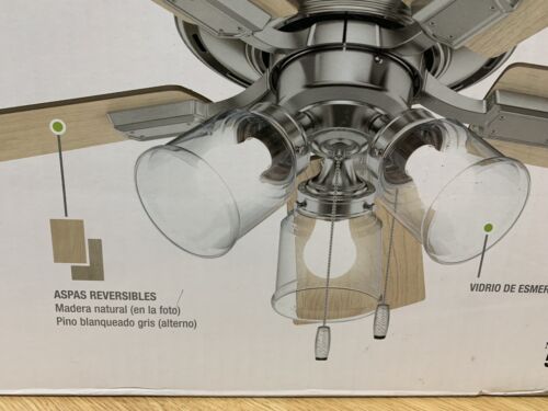 Hunter Crestfield 42'' Brushed Nickel LED Flush Mount Ceiling Fan W/Light 5 Blad - Picture 2 of 5