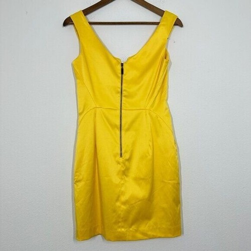 Black Halo Size 6 Cocktail Dress Canary Yellow Mini Summer Wedding Guest Event - Picture 3 of 8