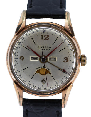 Vintage Ladies 31mm Invicta Triple Calendar Monophase Watch w