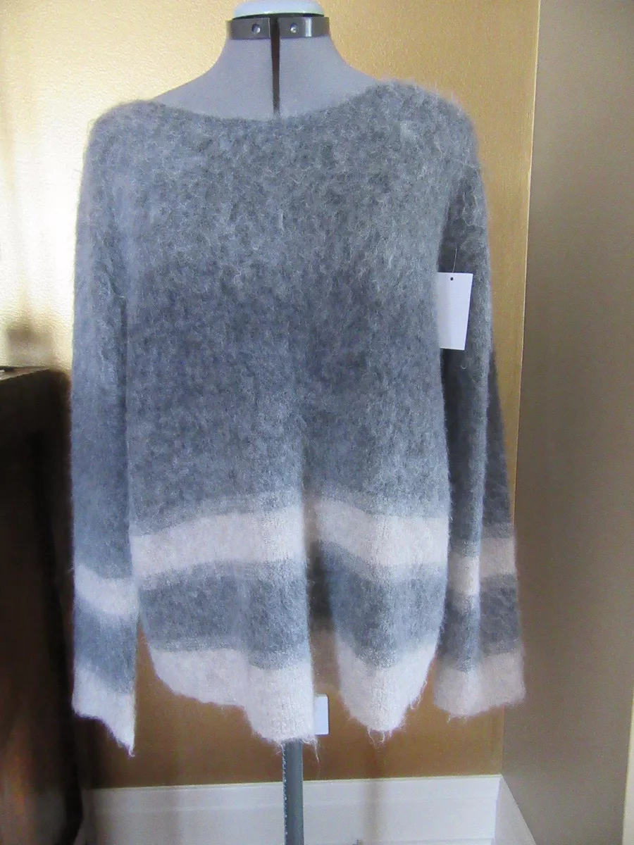 NWT Eileen Fisher Stripe Mohair Alpaca Blend Sweater Pullover