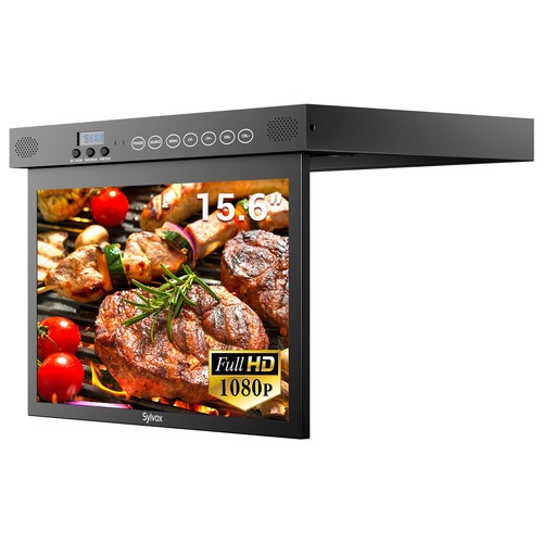 Sylvox15.6in Flip Down Smart Google Tv ± 180° Rotation Kitchen Bedroom Black