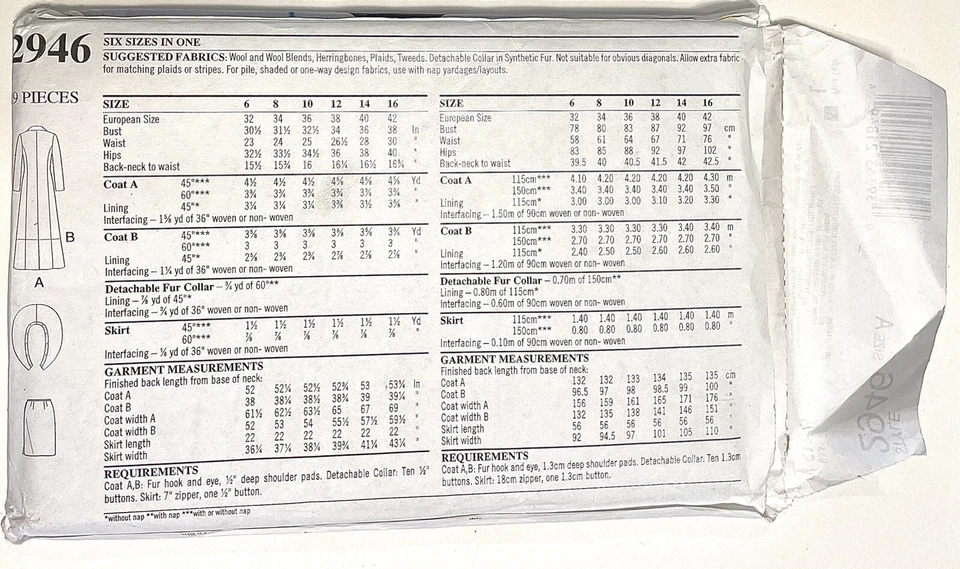 InStyle Overcoat Women’s Sewing Pattern 2946 Ladies Tall 6-16 - Image 2 of 2