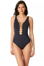Bleu Rod Beattie Women Paradise Found Lace One Piece Black Size 6  11603