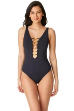 Bleu Rod Beattie Women Paradise Found Lace One Piece Black Size  6    11603