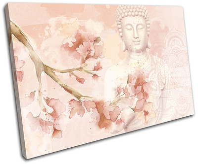 Buddha Frieden Blumen Mandala Rose Religion EINZELNE LEINWAND WANDBILD Bild Druck