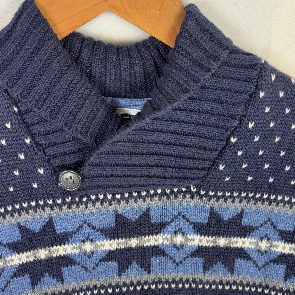 Suéter Janie and Jack Niños Talla 7 Años Fair Isle Copo de Nieve Pullover Invierno Azul Marino Foto 2 de 4