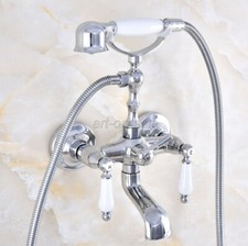 Chrome Brass Bathroom Tub Clawfoot Faucet Handheld Shower Mixer Tap atf875