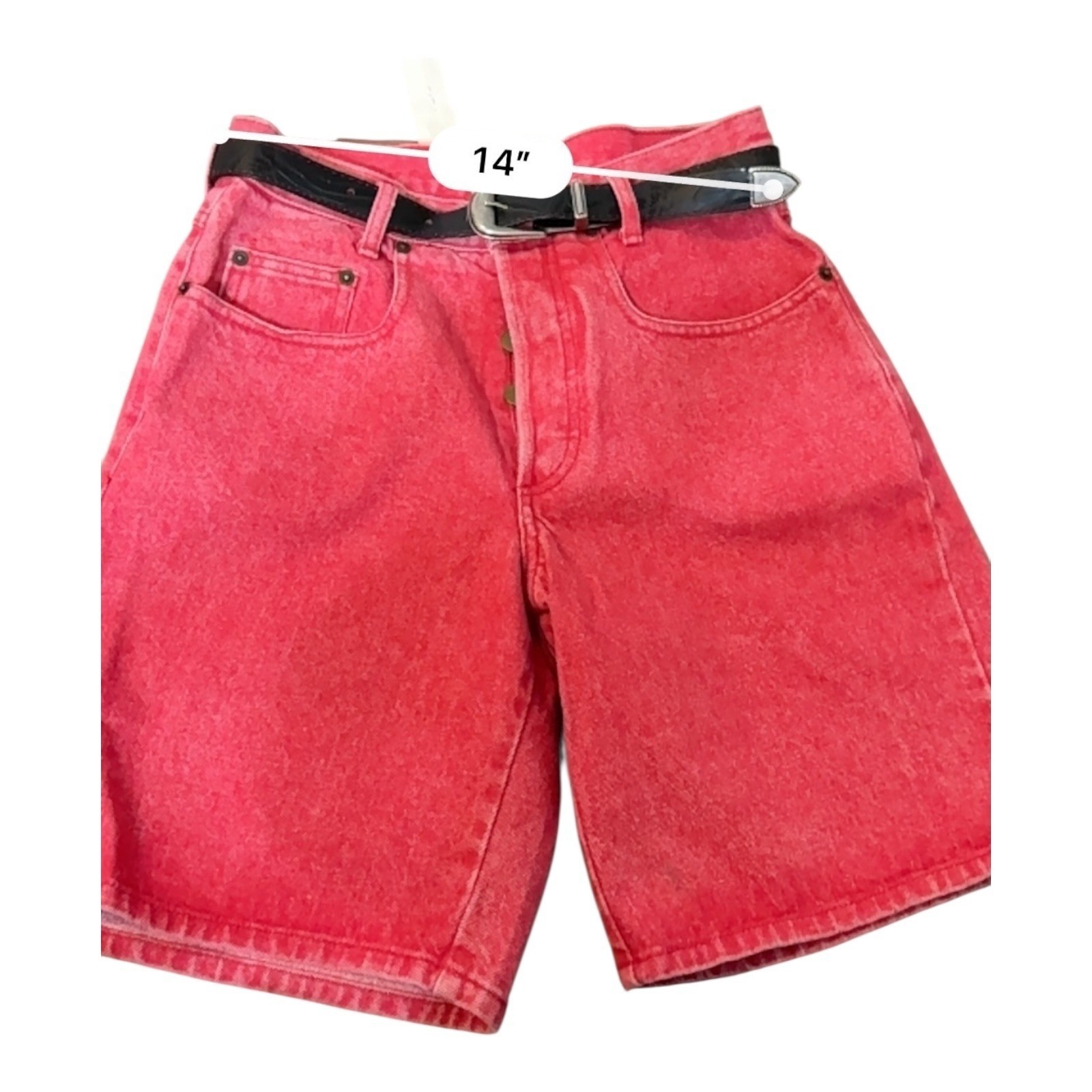 Vintage GUESS Jeans Red Acid Wash High Waist Shorts NWT George Marciano 1980 -1 image 6