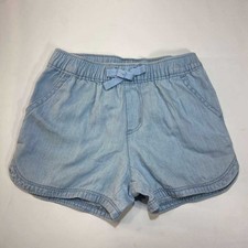 New The Childrens Place Shorts Girls 3T Light Wash Chambray Elastic Waist Bow