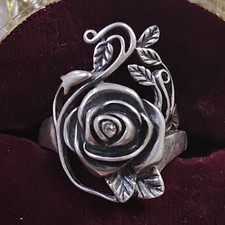 Sterling Silver 925 Rose Flower Band Ring Size 7.5 Cubic Zirconia Rose Ring