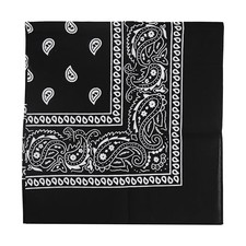 22 Inch Cotton Paisley Bandana Black