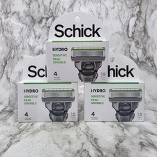 Lot of 3 Schick Hydro Sensitive Razor Blade Cartridge Refills 4 per Box 5 Blade