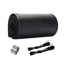 Genuine Leather Steering Wheel Cover, Anti-Slip Breathable Car Glossy Black