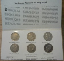 DEUTSCHLAND 2 DM M&uuml;nzen: Adenauer, Heuss, Schumacher, Erhard, Strau&szlig;, Brandt