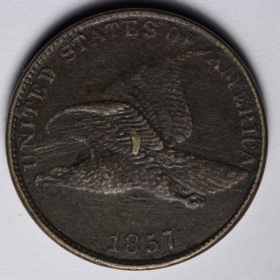1857 Flying Eagle Cent Penny XF Dark Snow 16 E106 VIHL