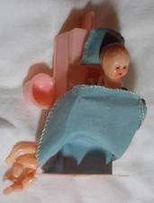 Unique Antique Hard Plastic Baby Doll w/Bed-Made in Hong Kong-With Box