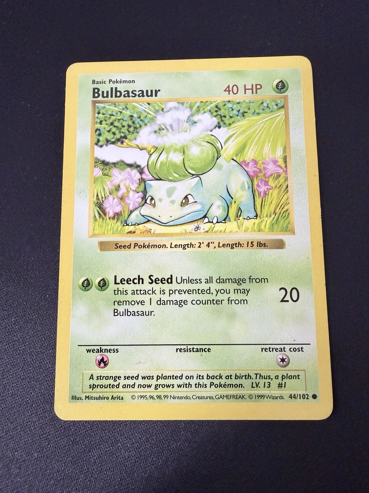 Pokemon Card - Bulbasaur Base Set (Shadowless) 44/102 Common