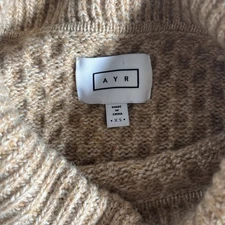 AYR Le Square Sweater Women's XS  extra small 100% Merino Wool   fisherman tan 