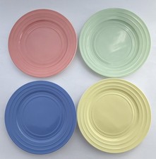 Hazel Atlas   Moderntone Platonite Pastel   Dinner Plate   9    Set 4