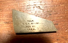 Authentic Bronze Piece of The U.S.S. Maine Relic Feb. 15, 1898
