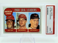 1969 Topps Mcdowell/Mclain/Tiant #7 AL Strikeout Leader PSA 9