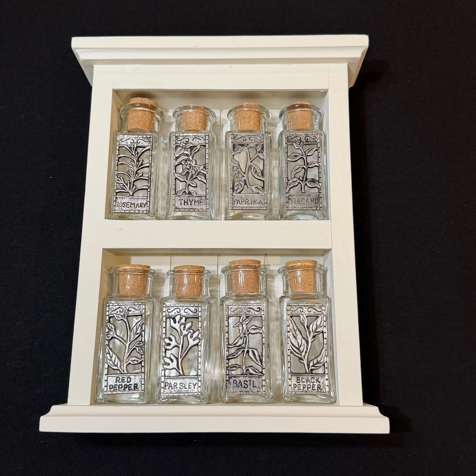 Pewter Overlay Spice Jar Collection Set of 8 w/ Wood Rack
Opens in a new window or tab
