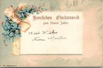 Floral Bow Herzlichen Gluckwunsch zum Neuen Jahre Colorado CO Postcard