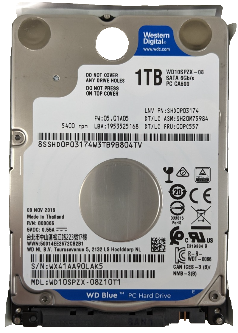 Lot of 3 Western Digital Blue PC Mobile Hard Drive 1TB 2.5