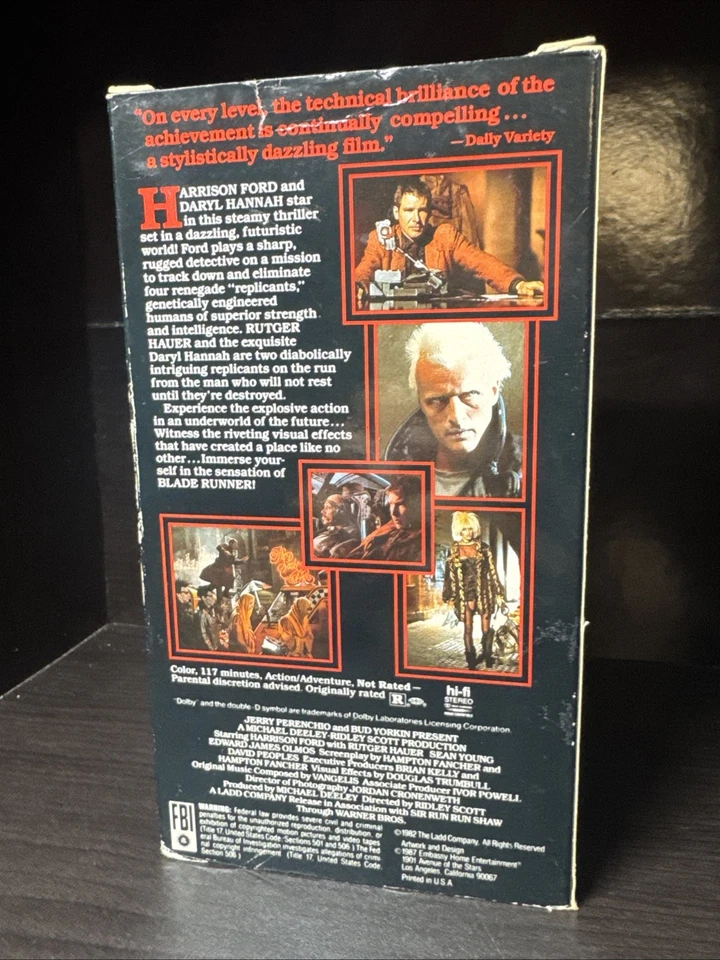 Blade Runner (VHS, 1987) Embassy Not Rated Directors Cut Version Harrison Ford - Image 3 of 4