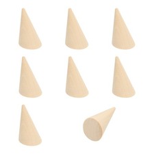 Wood Cone Ring Holder, 8 Pcs Finger Jewelry Display Stand, Wood Color 48x30mm 