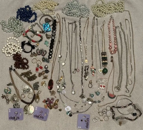 Vintage Bulk Lot Jewelry, Rings, Earrings, Necklaces Costume Beads