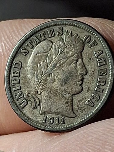 1911-P 10C BARBER SILVER DIME GEM BU