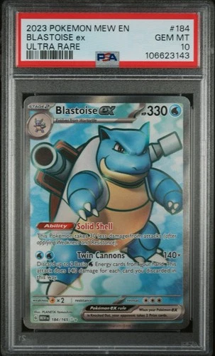 2023 POKEMON MEW EN-151 ULTRA RARE #184 BLASTOISE EX PSA 10