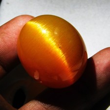 Natural 125.40 Ct Orange Chrysoberyl Cat's Eye Oval Cabochon Certified Gemstone