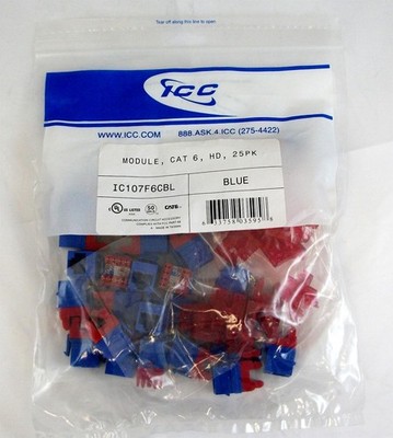 ICC MODULE CAT 6 HD 25PK BLUE IC107F6CBL UPC 633758035958