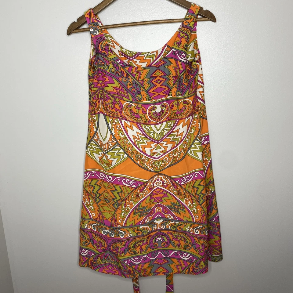 Vestido Alice Trixie 100% Seda XS Corbata Cintura Cachemira Estampado Mixto Sin Mangas Foto 4 de 4