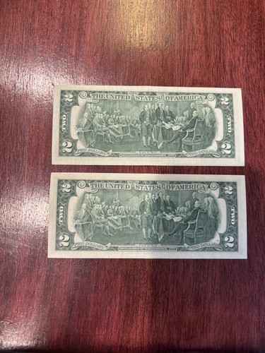 Set of 2 Two Dollar Bills $2 Sequential Notes 1976 - Picture 2 of 2