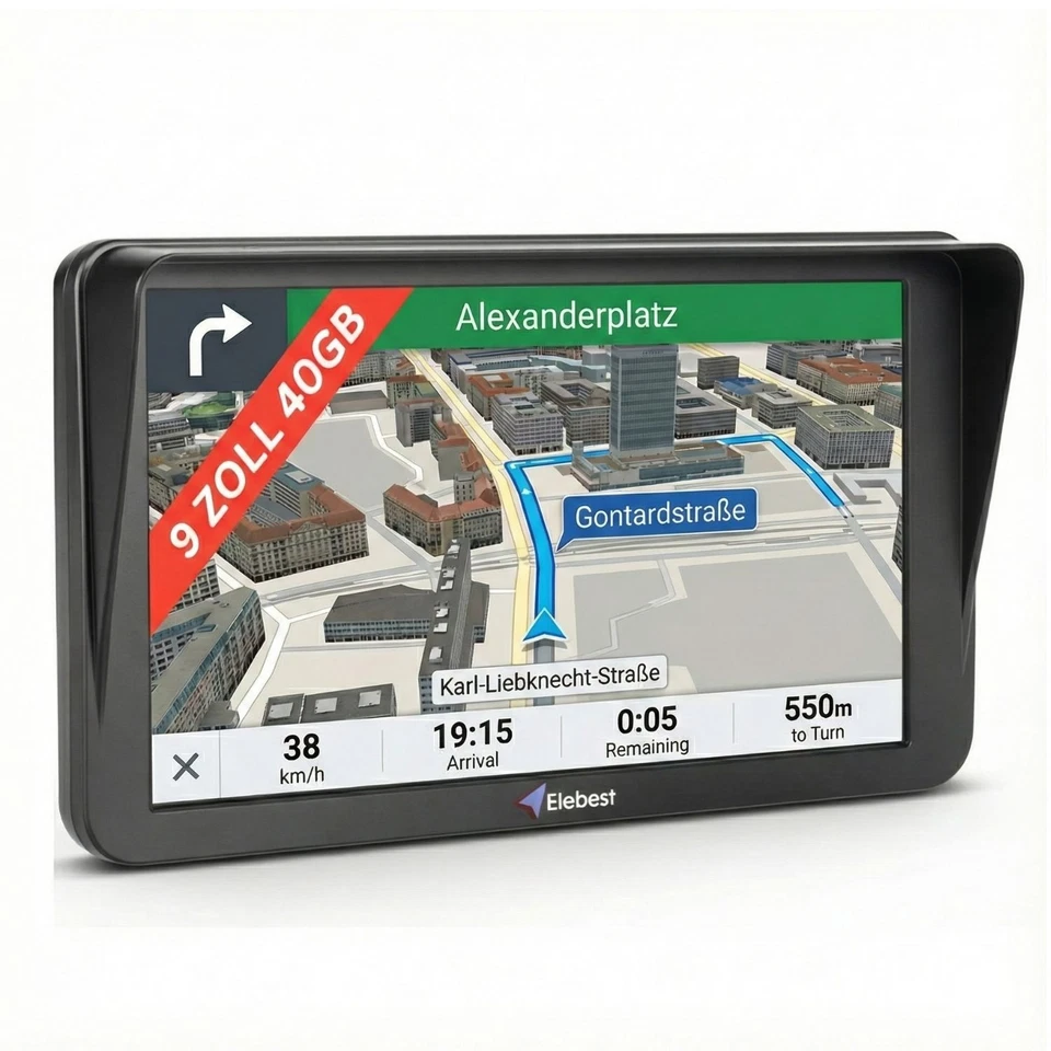 9 Zoll GPS Navigationsgerät Elebest 90+ Navi Wohnmobil PKW Navi LKW Navigation - Bild 1 von 4