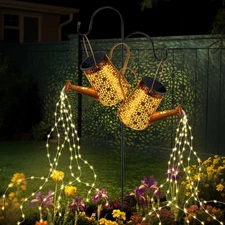 2PCS Solar Watering Can with Lights, Large Waterproof Solar Garden Lights Out...