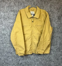 LL BEAN Men's XL Nylon Canvas Zip Brown Khaki Lined Jacket Workwear Barn Coat