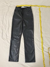 Abercrombie  Fitch Women  s Straight Vegan Leather High Rise Black Pants