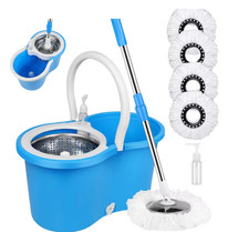 360° Spin Mop & Bucket Set W/ 4 Microfiber H...