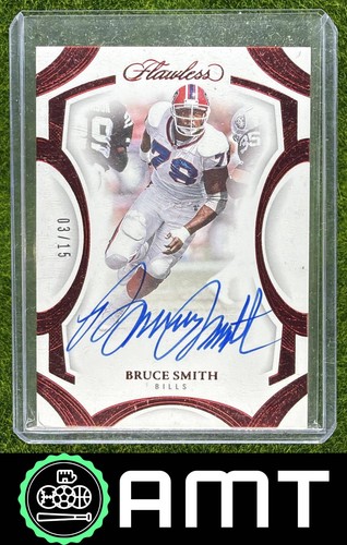 Bruce Smith 2025 Panini Flawless Ruby 3/15 Frame Auto Buffalo Bills #9