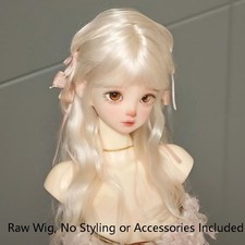 1/6 1/4 1/3 Light-gold Cruly Hair Unstyled Wig High Temperature Fiber For BJD